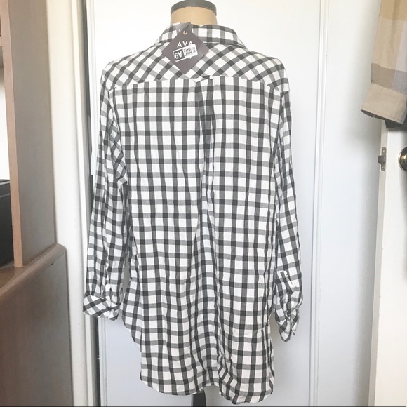 🔥2 x $25🔥Ava & Viv plus size black plaid button - Picture 6 of 6